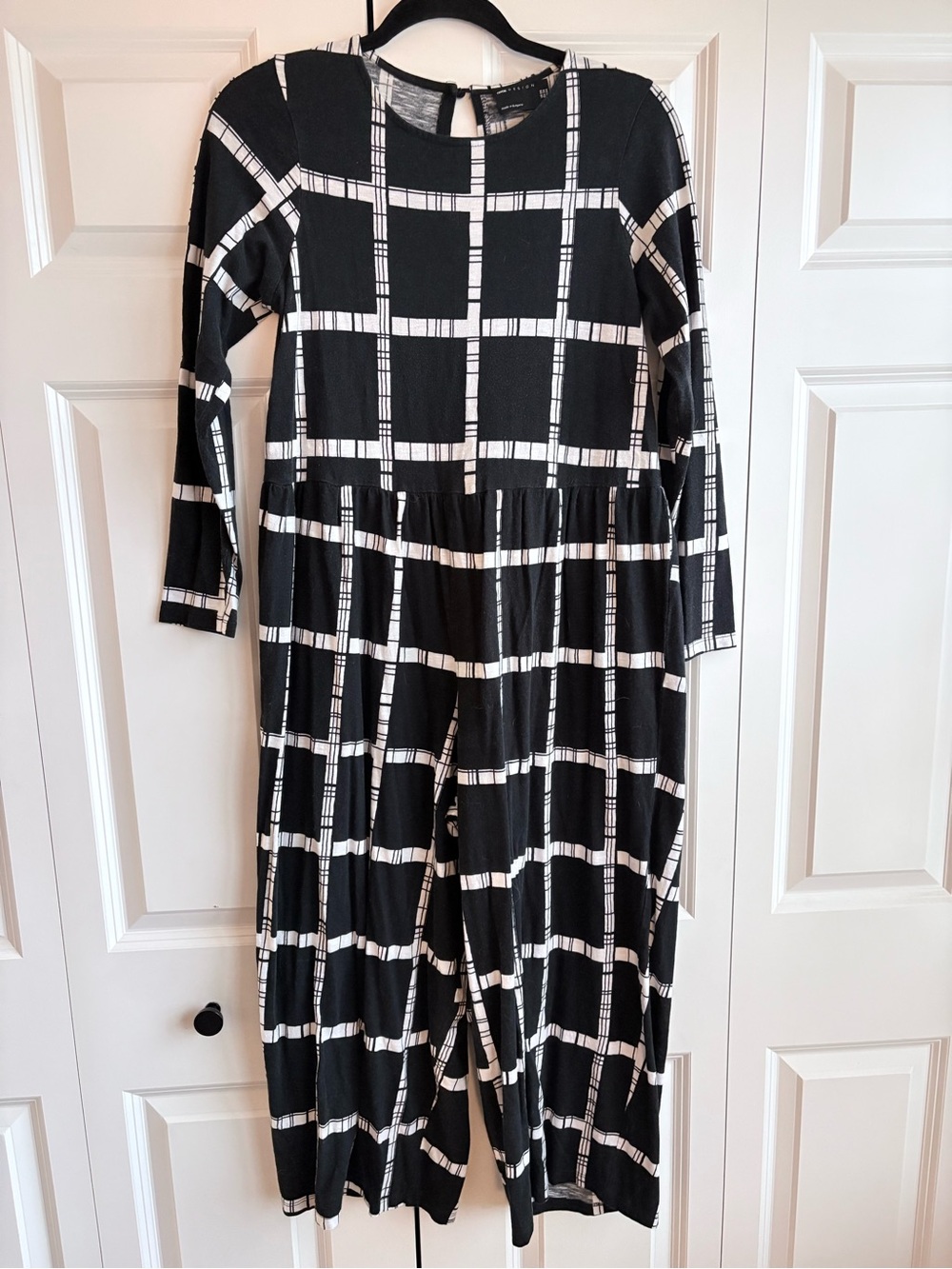 ASOS Black & White Windowpane Cropped Jumpsuit, Women’s Size 4